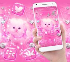 Cute Pink Cat Launcher Theme capture d'écran 2