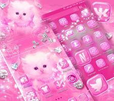 Cute Pink Cat Launcher Theme capture d'écran 3