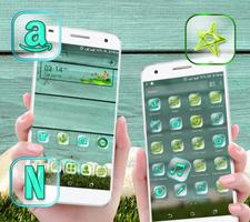 Cyan Wooden Launcher Theme 스크린샷 2