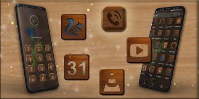 Wooden Launcher Theme imagem de tela 1