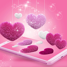 Coeur d'amour rose moelleux fond d'écran animé icône