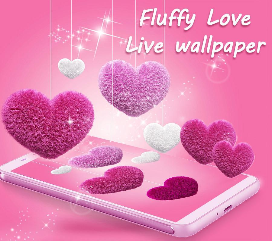 Android İndirme için Pembe Kabarık Aşk Kalp Canlı Duvar Kağıdı APK
