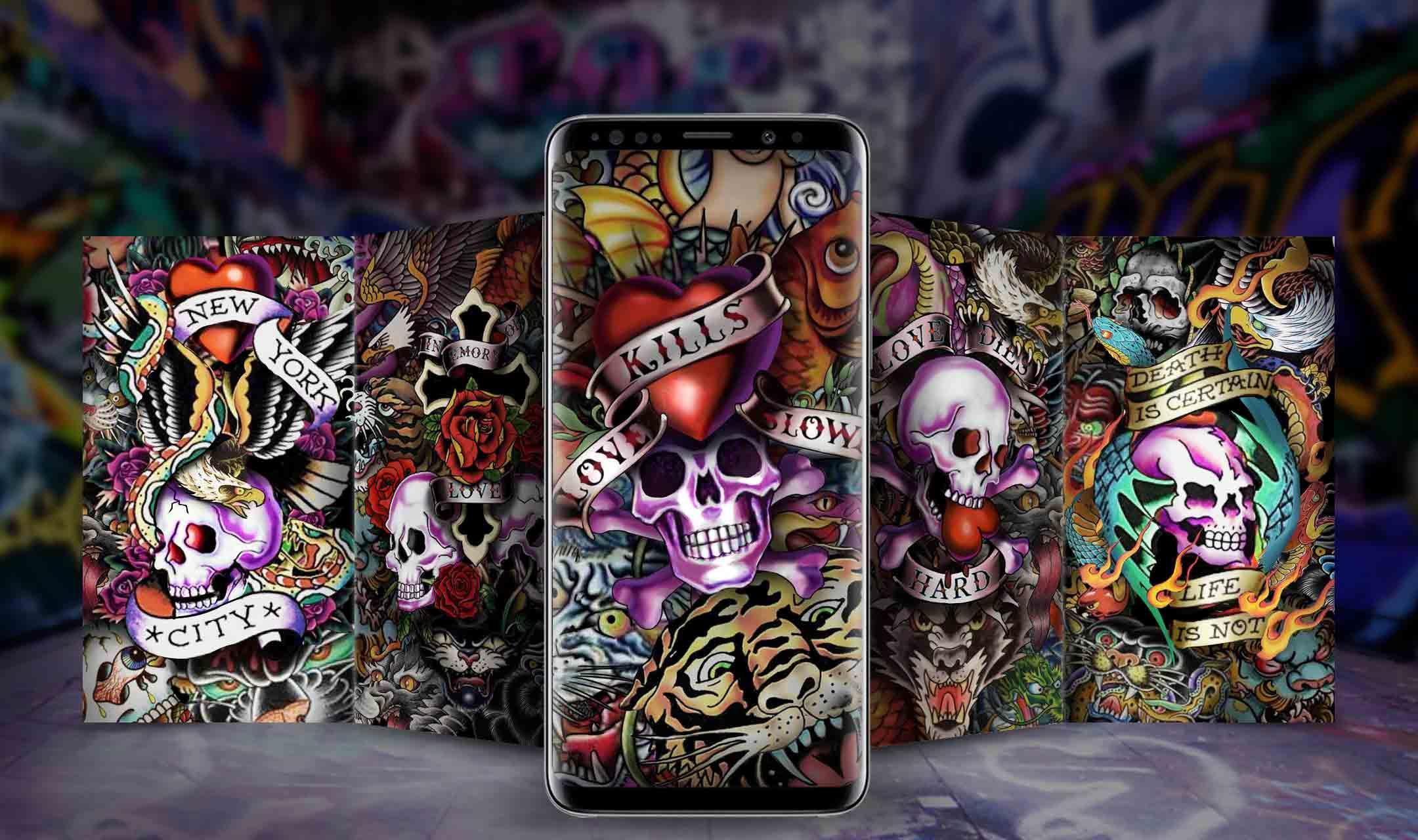Tema Tengkorak Keren Grafiti - Gambar Roman