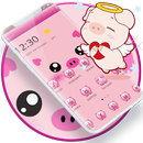 Pink Cute Piggy Cartoon Theme APK