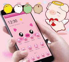 Pink Cute Piggy الملصق