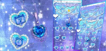 Blue diamond necklace sparkling love theme