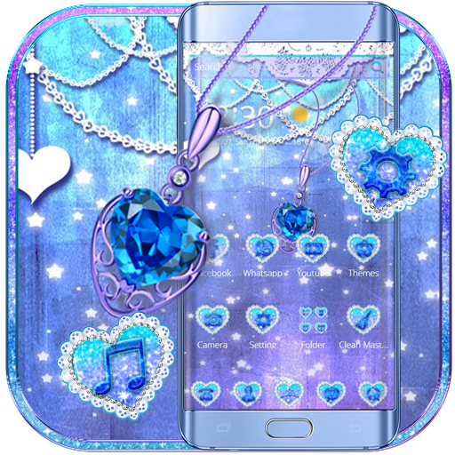 Blue diamond necklace sparkling love theme