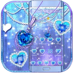 藍色鑽石項鍊閃閃發光的愛的主題 APK 下載