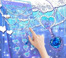 Blue diamond necklace sparkling love theme imagem de tela 2