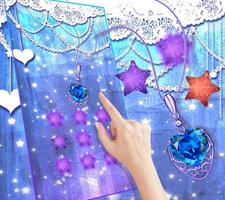 Blue diamond necklace sparkling love theme imagem de tela 3