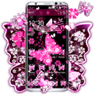 夢幻紫黑色蝴蝶主題 酷炫霓虹花朵壁紙