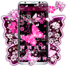 розовый черный бабочка тема APK