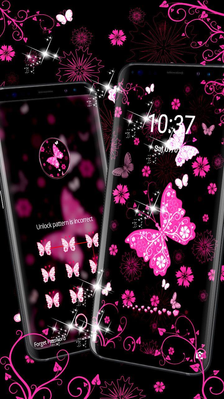 Android 用の ファンタジーパープルブラックバタフライテーマ 涼しいネオンの花の壁紙 Apk をダウンロード