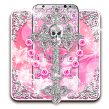 Silver Cross Skull Theme ไอคอน