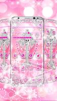 럭셔리 실버 스켈레톤 크로스 테마를 깜박 로맨틱 핑크 장미 벽지 스크린샷 3