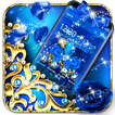 藍色夢幻鑽石蝴蝶結主題 閃亮酷炫藍色妖姬玫瑰花壁紙