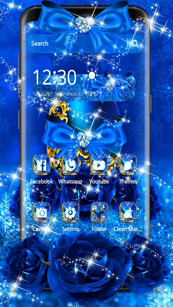 Android 用の ブルーファンタジーダイヤモンドボウテーマ 光沢のあるクールな青の悪魔ジローズ壁紙 Apk をダウンロード