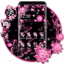 豪華な紫色の黒の花のテーマ シャイニーピンクダイヤモンドの壁紙 APK