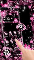 Poster Pink Black Flowers Theme