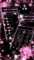 Pink Black Flowers Theme ภาพหน้าจอ 1