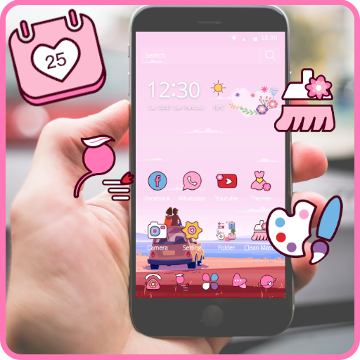 Розовая тема любви для Android бесплатно