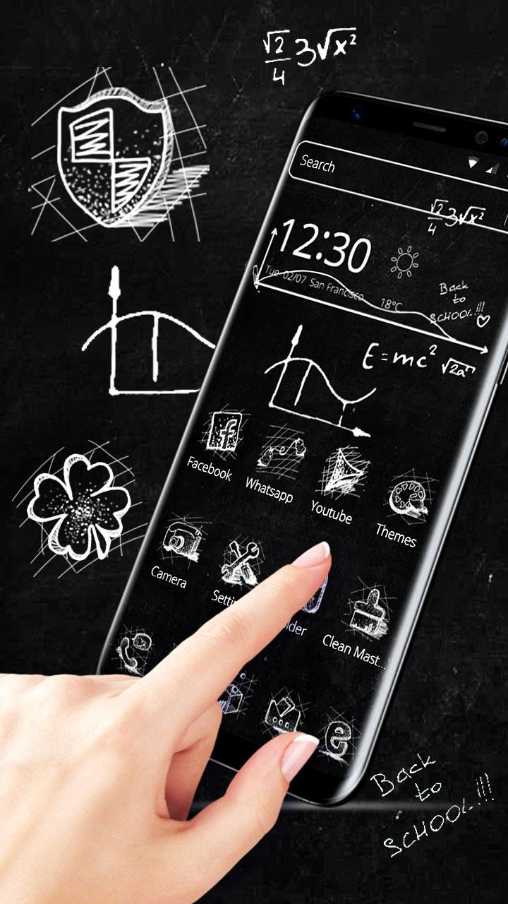 Android 用の チョークボードの書き換えテーマ かわいい白黒数式の壁紙 Apk をダウンロード