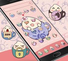 Cute Pink Teacup Desktop Theme Poster