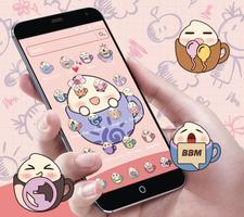 Cute Pink Teacup Desktop Theme captura de pantalla 2