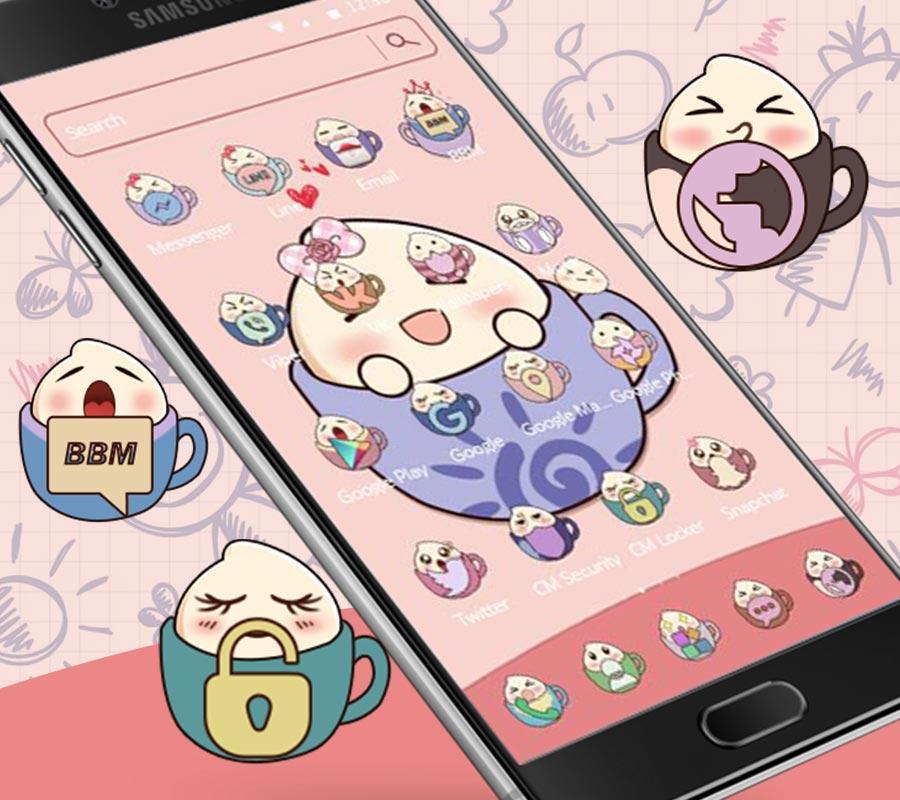 Android 用の ピンクのティーカップかわいい蒸しパンパンデスクトップのテーマ Apk をダウンロード