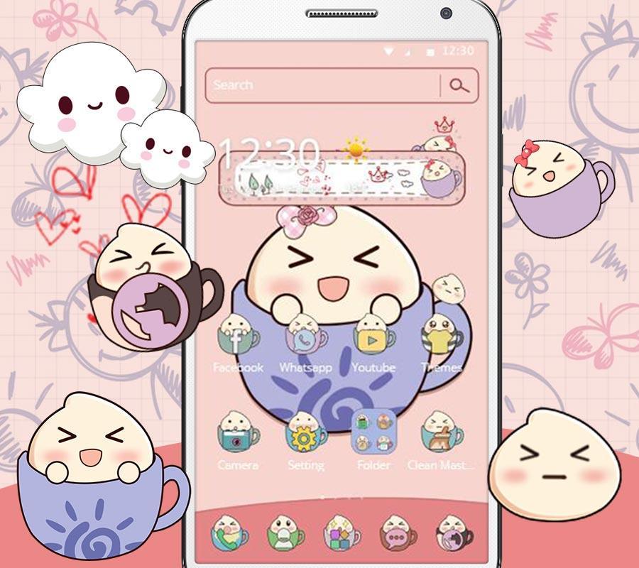 Android 用の ピンクのティーカップかわいい蒸しパンパンデスクトップのテーマ Apk をダウンロード