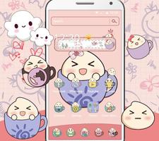 Pink tea cup cute steamed bun Desktop Theme screenshot 2