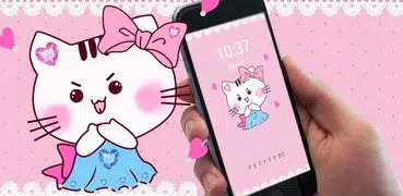 Cute pink kitty love theme