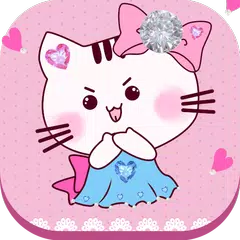 Скачать милая розовая тема любви котенка APK
