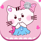 Cute pink kitty love theme ikona
