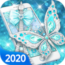 Turquoise Diamond Butterfly Theme APK