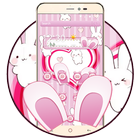 Cute pink cartoon rabbit mobile theme-icoon