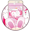 Cute pink cartoon rabbit mobile theme APK