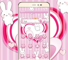 Cute pink cartoon rabbit mobile theme screenshot 1