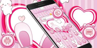 Cute pink cartoon rabbit mobile theme screenshot 3