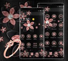 Pink Gold Flower Black Luxury Theme تصوير الشاشة 1