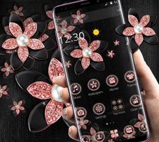 Pink Gold Flower Black Luxury Theme ภาพหน้าจอ 3