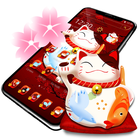 Cute Fortune Beckoning Lucky Cat Theme آئیکن