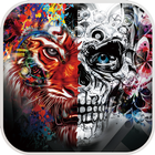 Graffiti Gothic Tiger Skull Theme icône