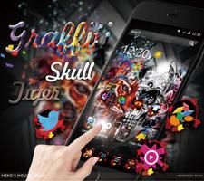 Graffiti Gothic Tiger Skull Theme capture d'écran 3