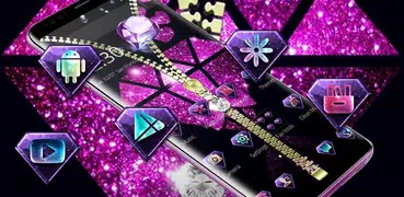 Violet Glitter Diamond Zipper Theme
