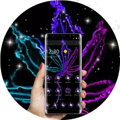 Скачать Violet Neon Black Weed Theme APK