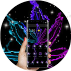 Violet Neon Black Weed Theme أيقونة