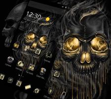 Gold Black Horrific Skull Theme plakat