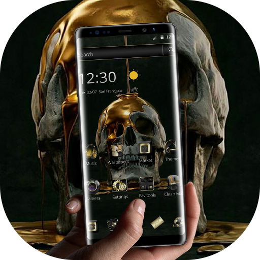 Liquid Gold Black Skull Business Theme