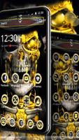 Luxury Golden Metal Skull Theme اسکرین شاٹ 1